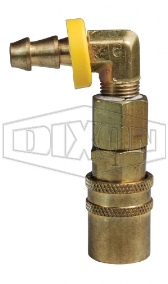 CM-Series Industrial Mold Valved Coupler 90° Push-Loc Barb